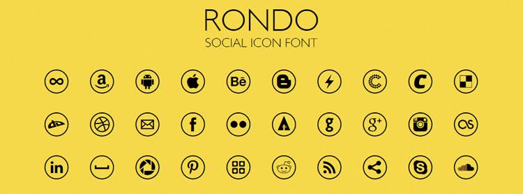 Rondo — шрифт с социальными иконками, 40 иконок