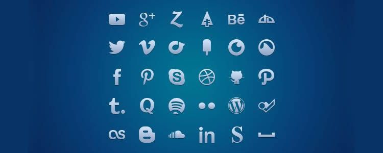 Social Media Set Glyph, 30 иконок