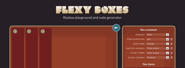 CSS flexbox площадка и инструмент генерации кода