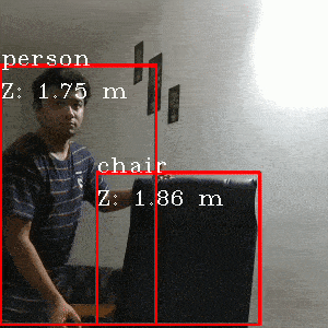 GIF показывает обнаружение объекта вместе с расстоянием